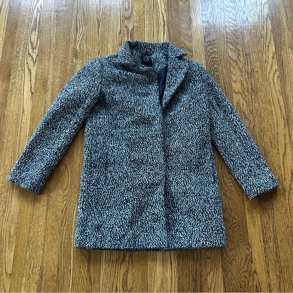 Women's Black and White Tweed Coat